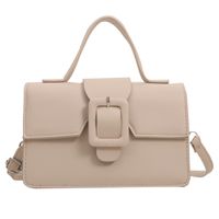 Women's Pu Leather Solid Color Vintage Style Square Flip Cover Shoulder Bag Handbag Crossbody Bag sku image 1