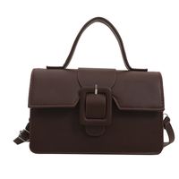 Women's Pu Leather Solid Color Vintage Style Square Flip Cover Shoulder Bag Handbag Crossbody Bag sku image 2