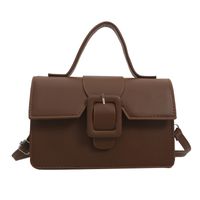 Women's Pu Leather Solid Color Vintage Style Square Flip Cover Shoulder Bag Handbag Crossbody Bag sku image 3