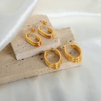 1 Pair Simple Style Geometric Plating Titanium Steel 18k Gold Plated Ear Studs main image 5