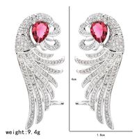 1 Pair Luxurious Wings Plating Inlay Copper Zircon White Gold Plated Ear Studs main image 2