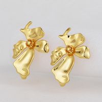 1 Pair Lady Flower Plating Copper 18k Gold Plated Ear Studs main image 1