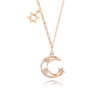 Simple Style Star Moon Sterling Silver Plating Inlay Zircon Pendant Necklace main image 6