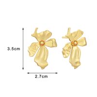 1 Pair Lady Flower Plating Copper 18k Gold Plated Ear Studs main image 2