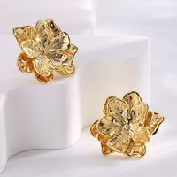 1 Pair Lady Flower Plating Copper 18k Gold Plated Ear Studs main image 4