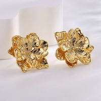 1 Pair Lady Flower Plating Copper 18k Gold Plated Ear Studs main image 5