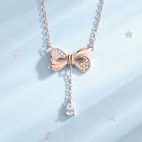 Simple Style Bow Knot Sterling Silver Plating Inlay Zircon Pendant Necklace main image 4