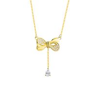 Simple Style Bow Knot Sterling Silver Plating Inlay Zircon Pendant Necklace main image 7