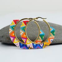 1 Piece Ethnic Style Bohemian Roman Style Round 304 Stainless Steel Glass 18K Gold Plated Hoop Earrings main image 7