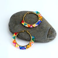 1 Piece Ethnic Style Bohemian Roman Style Round 304 Stainless Steel Glass 18K Gold Plated Hoop Earrings main image 8