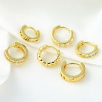 1 Piece Cute Sweet Round Plating Inlay Brass Zircon 18k Gold Plated Silver Plated Earrings main image 2