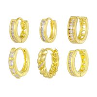 1 Piece Cute Sweet Round Plating Inlay Brass Zircon 18k Gold Plated Silver Plated Earrings main image 5