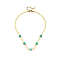 304 Stainless Steel 18K Gold Plated Vintage Style Plating Solid Color Turquoise Necklace main image 4