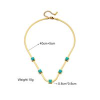 304 Stainless Steel 18K Gold Plated Vintage Style Plating Solid Color Turquoise Necklace main image 3