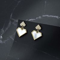 1 Pair Sweet Heart Shape Plating Copper Gold Plated Drop Earrings sku image 1