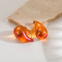 1 Pair Ig Style Simple Style Water Droplets Spray Paint Stainless Steel Arylic Ear Studs sku image 4