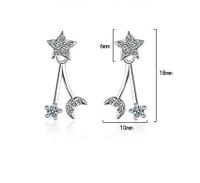 1 Pair Casual Simple Style Star Moon Inlay Copper Zircon White Gold Plated Drop Earrings main image 2