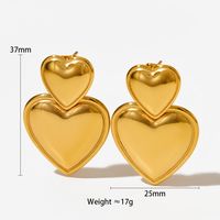 1 Pair Simple Style Heart Shape Polishing Plating 304 Stainless Steel 16K Gold Plated White Gold Plated Gold Plated Drop Earrings main image 2