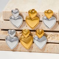1 Pair Simple Style Heart Shape Polishing Plating 304 Stainless Steel 16K Gold Plated White Gold Plated Gold Plated Drop Earrings main image 1