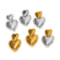 1 Pair Simple Style Heart Shape Polishing Plating 304 Stainless Steel 16K Gold Plated White Gold Plated Gold Plated Drop Earrings main image 6