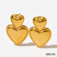 1 Pair Simple Style Heart Shape Polishing Plating 304 Stainless Steel 16K Gold Plated White Gold Plated Gold Plated Drop Earrings sku image 1