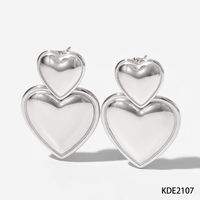 1 Pair Simple Style Heart Shape Polishing Plating 304 Stainless Steel 16K Gold Plated White Gold Plated Gold Plated Drop Earrings sku image 2