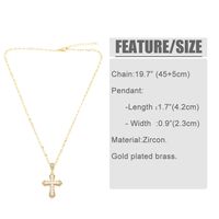 Simple Style Cross Copper Plating Inlay Zircon 18k Gold Plated Pendant Necklace main image 2
