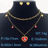 Stainless Steel Titanium Steel 18K Gold Plated Streetwear Enamel Plating Heart Shape Layered Necklaces sku image 1