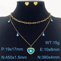 Stainless Steel Titanium Steel 18K Gold Plated Streetwear Enamel Plating Heart Shape Layered Necklaces sku image 2