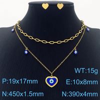 Stainless Steel Titanium Steel 18K Gold Plated Streetwear Enamel Plating Heart Shape Layered Necklaces sku image 3