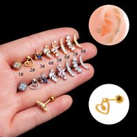1 Piece Ear Cartilage Rings & Studs Simple Style Classic Style Pentagram Heart Shape Flower 316 Stainless Steel  Copper Plating Inlay Zircon main image 1