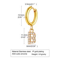 1 Piece Streetwear Letter Plating Inlay 304 Stainless Steel Copper Zircon Drop Earrings sku image 4