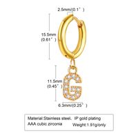 1 Piece Streetwear Letter Plating Inlay 304 Stainless Steel Copper Zircon Drop Earrings sku image 9