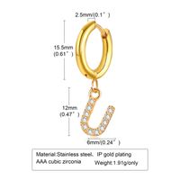 1 Piece Streetwear Letter Plating Inlay 304 Stainless Steel Copper Zircon Drop Earrings sku image 21