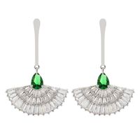 1 Pair Elegant Sector Plating Copper Zircon White Gold Plated Drop Earrings main image 9