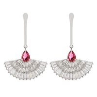 1 Pair Elegant Sector Plating Copper Zircon White Gold Plated Drop Earrings main image 8