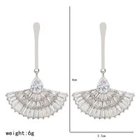 1 Pair Elegant Sector Plating Copper Zircon White Gold Plated Drop Earrings main image 4