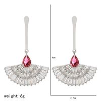 1 Pair Elegant Sector Plating Copper Zircon White Gold Plated Drop Earrings main image 2