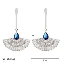 1 Pair Elegant Sector Plating Copper Zircon White Gold Plated Drop Earrings main image 5
