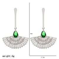 1 Pair Elegant Sector Plating Copper Zircon White Gold Plated Drop Earrings main image 3