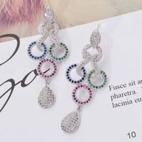 1 Paire Élégant Géométrique Placage Le Cuivre Zircon Or Blanc Plaqué Boucles D'oreilles main image 3