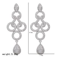 1 Pair Elegant Geometric Plating Copper Zircon White Gold Plated Drop Earrings main image 2