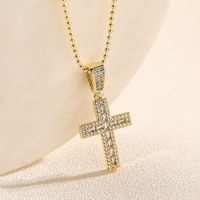 Simple Style Commute Cross Copper Plating Inlay Zircon 18k Gold Plated Pendant Necklace main image 1