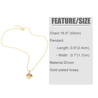 Sweet Heart Shape Copper Plating Inlay Zircon 18k Gold Plated Necklace main image 3