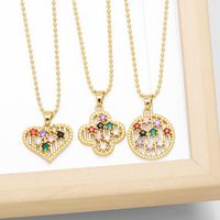 Sweet Heart Shape Copper Plating Inlay Zircon 18k Gold Plated Necklace main image 1