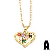 Sweet Heart Shape Copper Plating Inlay Zircon 18k Gold Plated Necklace main image 4