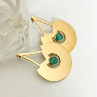 1 Pair Lady Cherry Plating Inlay 304 Stainless Steel Glass Stone 14K Gold Plated Drop Earrings main image 5