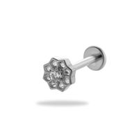 1 Piece Ear Cartilage Rings & Studs Simple Style Flower Pure Titanium Plating Inlay Zircon sku image 12