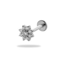 1 Piece Ear Cartilage Rings & Studs Simple Style Flower Pure Titanium Plating Inlay Zircon sku image 3