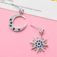 1 Pair Lady Sun Moon Plating Inlay Copper Zircon White Gold Plated Drop Earrings main image 2